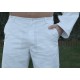 Spodnie męskie BRUNO na guzik naszywane kieszenie białe