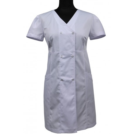 Fartuch długi/sukienka medyczna LIDIA II biały - także ciążowy