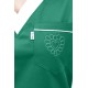 Bluza medyczna damska KORNELIA bawełna 100% - ciemna zieleń medyczna, ozdobny haft